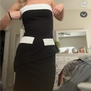 Elegant Black and White Strapless Dress